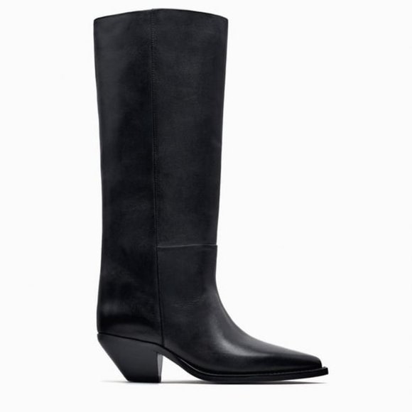 Zara Shoes Zara Minimal Knee High Cowboy Boot Nwt Poshmark